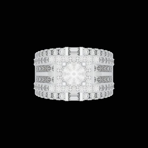 61 Nhẫn Kim Cương Nam Vàng Trắng 18K CH N061