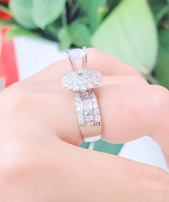 16 3 Nhẫn kim cương nữ vàng trắng 18K CH 0008