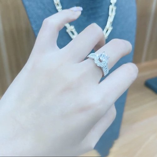 Nhẫn kim cương nữ vàng trắng18K CH 0076
