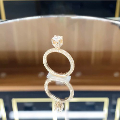 25 Nhẫn kim cương nữ vàng hông 18K CH 0160