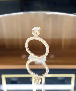 25 Nhẫn kim cương nữ vàng hồng 18K CH 0160