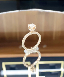 26 Nhẫn kim cương nữ vàng hồng 18K CH 0160