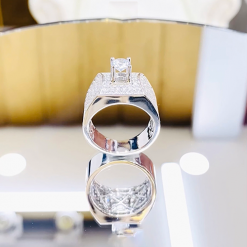 4 3 Nhẫn Kim Cương Nam Vàng Trắng 18K CH 0175