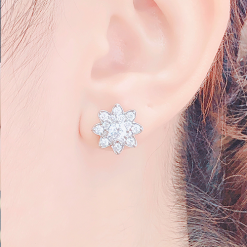 Bông tai kim cương vàng trắng 18K CH 00013
