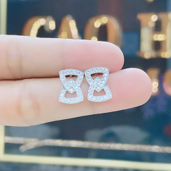 74 Bông tai kim cương vàng trắng 18K BT: 0015