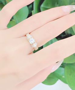Nhẫn kim cương nữ vàng hồng 18K CH 0198