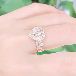 1 1 Nhẫn nữ đính kim cương Heart vĩnh cửu vàng hồng 18K CH 0201