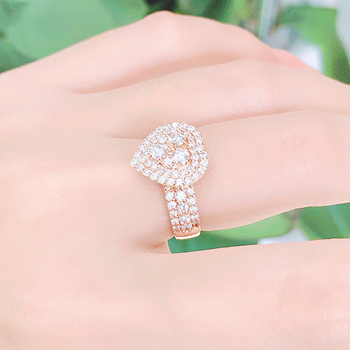 1 1 Nhẫn kim cương nữ vàng hồng 18K CH 0201