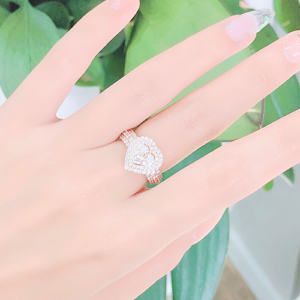 4 1 Nhẫn nữ đính kim cương Heart vĩnh cửu vàng hồng 18K CH 0201