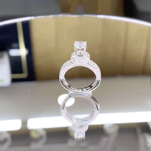 Nhẫn kim cương nữ vàng hồng 18K CH 0201