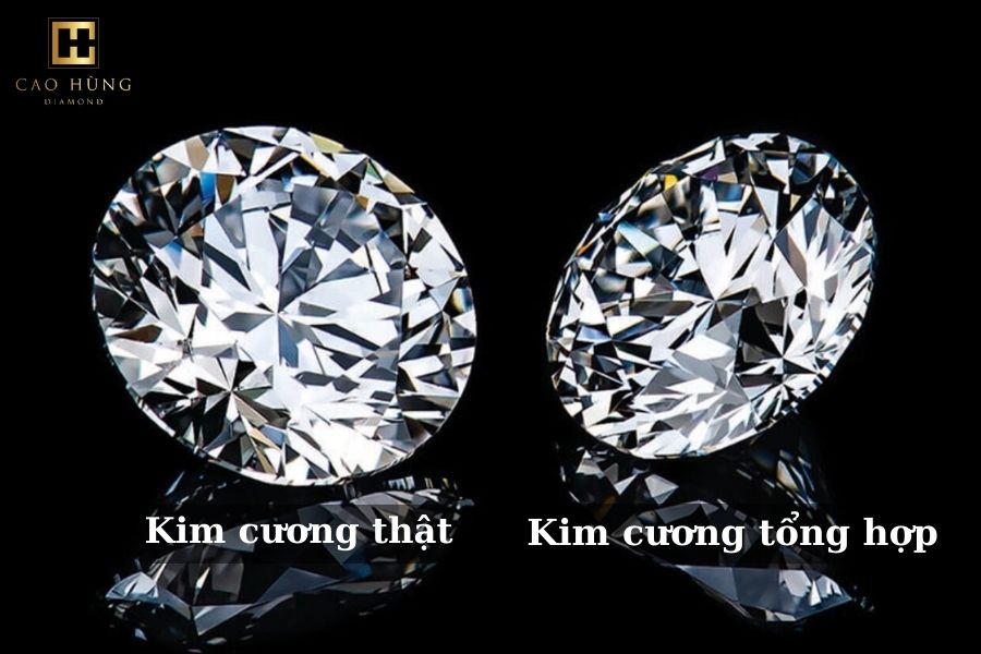 Hình ảnh kim cương thật và kim cương tổng hợp