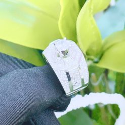 Nhẫn kim cương nam vàng trắng 18k CH N015 đẹp