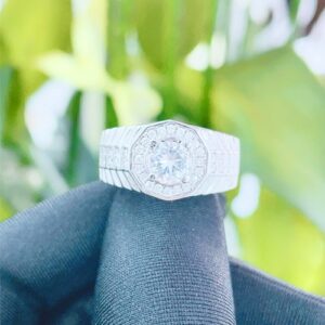 Nhẫn kim cương nam vàng trắng 18k CH N020 CHDM