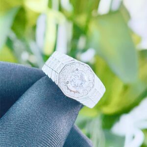Nhẫn kim cương nam vàng trắng 18k CH N020 quý phái