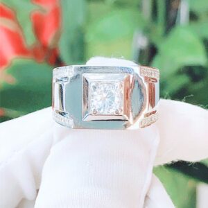 Nhẫn kim cương nam vàng trắng 18k CH N021 lịch lãm