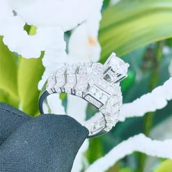 Nhẫn kim cương nam vàng trắng 18k CH N023 lịch lãm