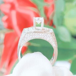 Nhẫn kim cương nam vàng trắng 18k CH N026 lịch lãm