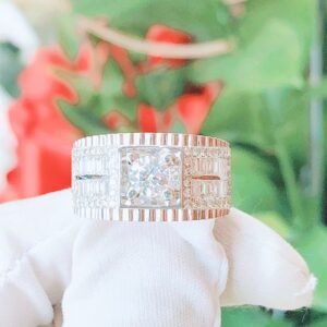 Nhẫn kim cương nam vàng trắng 18k CH N027 lịch lãm