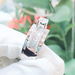 Nhẫn kim cương nam vàng trắng 18k CH N028 lịch lãm