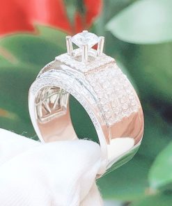 Nhẫn kim cương nam vàng trắng 18k CH N030 cao cấp