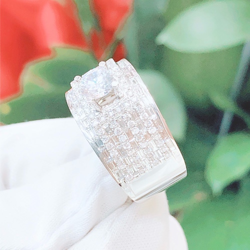 Nhẫn kim cương nam vàng trắng 18k CH N030 đẹp