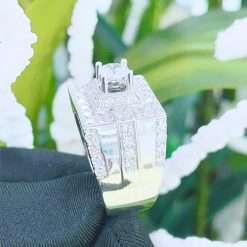 Nhẫn kim cương nam vàng trắng 18k CH N031 cao cấp