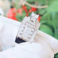 Nhẫn kim cương nam vàng trắng 18k CH N034 đẹp