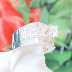 Nhẫn kim cương nam vàng trắng 18k CH N038 lịch lãm