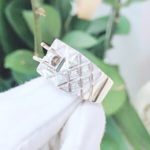 Vỏ nhẫn kim cương nam vàng trắng 18k VN 0027 thời thượng