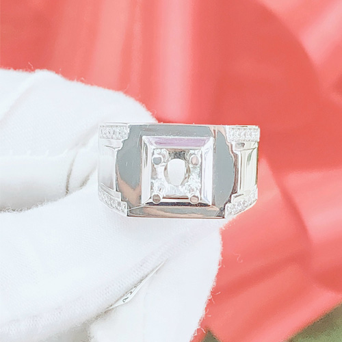 Vỏ nhẫn kim cương nam vàng trắng 18k VN 0028 tinh xảo