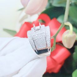 Vỏ nhẫn kim cương nam vàng trắng 18k VN 0034 cao cấp