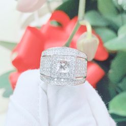 Vỏ nhẫn kim cương nam vàng trắng 18k VN 0034 sang trọng