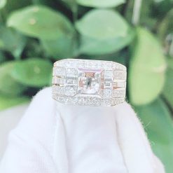 Vỏ nhẫn kim cương nam vàng trắng 18k VN 0035 sang trọng