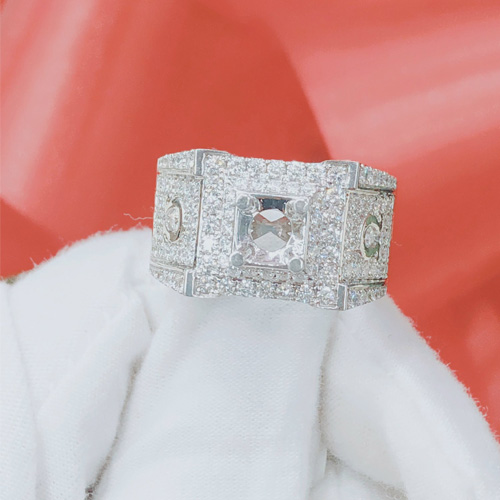 Vỏ nhẫn kim cương nam vàng trắng 18k VN 0037 tinh xảo