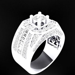 Nhẫn Kim Cương Nam Vàng Trắng 18K CH N237
