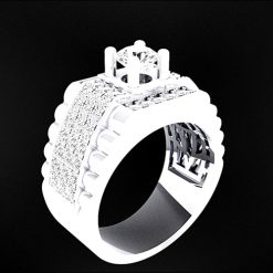 Nhẫn Kim Cương Nam Vàng Trắng 18K CH N166