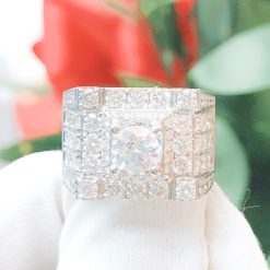 Nhẫn kim cương nam vàng trắng 18k CH N041 thời thượng