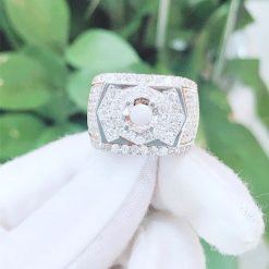 Vỏ nhẫn kim cương nam vàng trắng 18k VN 0038 tinh xảo