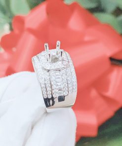 Vỏ nhẫn kim cương nam vàng trắng 18k VN 0039 cao cấp