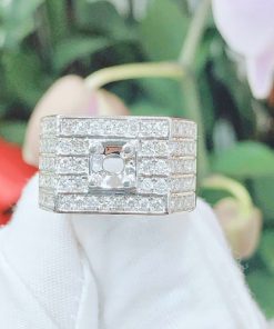 Vỏ nhẫn kim cương nam vàng trắng 18k VN 0041 tinh xảo