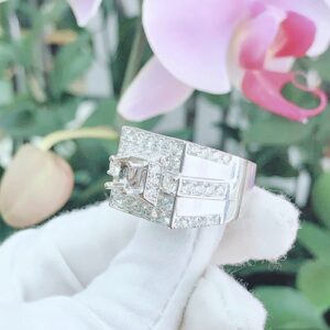 Vỏ nhẫn kim cương nam vàng trắng 18k VN 0043 GIA