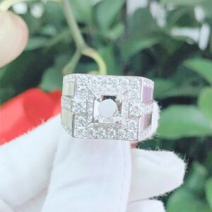 Vỏ nhẫn kim cương nam vàng trắng 18k VN 0043 tinh xảo