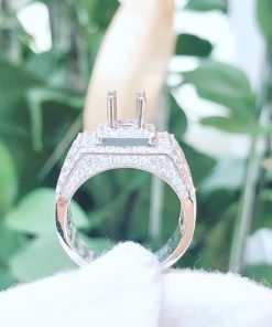Vỏ nhẫn kim cương nam vàng trắng 18k VN 0045 tinh xảo