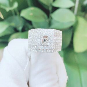 Vỏ nhẫn kim cương nam vàng trắng 18k VN 0046 tinh xảo