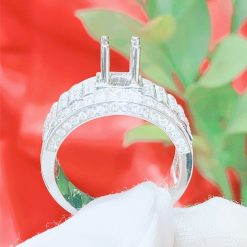 Vỏ nhẫn kim cương nam vàng trắng 18k VN 0047 sang trọng
