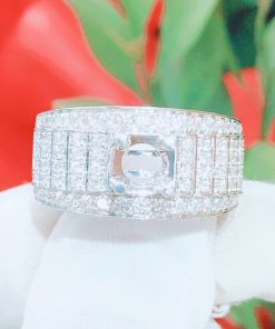Vỏ nhẫn kim cương nam vàng trắng 18k VN 0047 tinh xảo