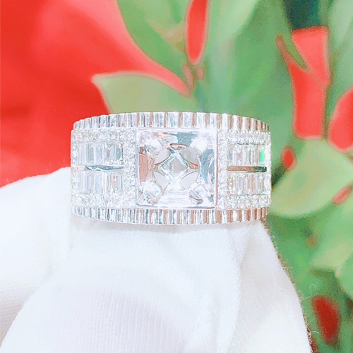 Vỏ nhẫn kim cương nam vàng trắng 18k VN 0048 GIA