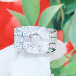 Vỏ nhẫn kim cương nam vàng trắng 18k VN 0049 sang trọng