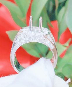 Vỏ nhẫn kim cương nam vàng trắng 18k VN 0049 tinh xảo