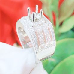 Vỏ nhẫn kim cương nam vàng trắng 18k VN 0050 cao cấp